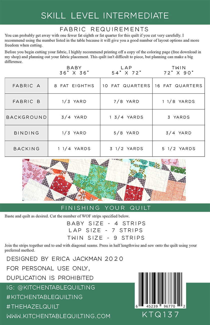 The Hazel Quilt Pattern