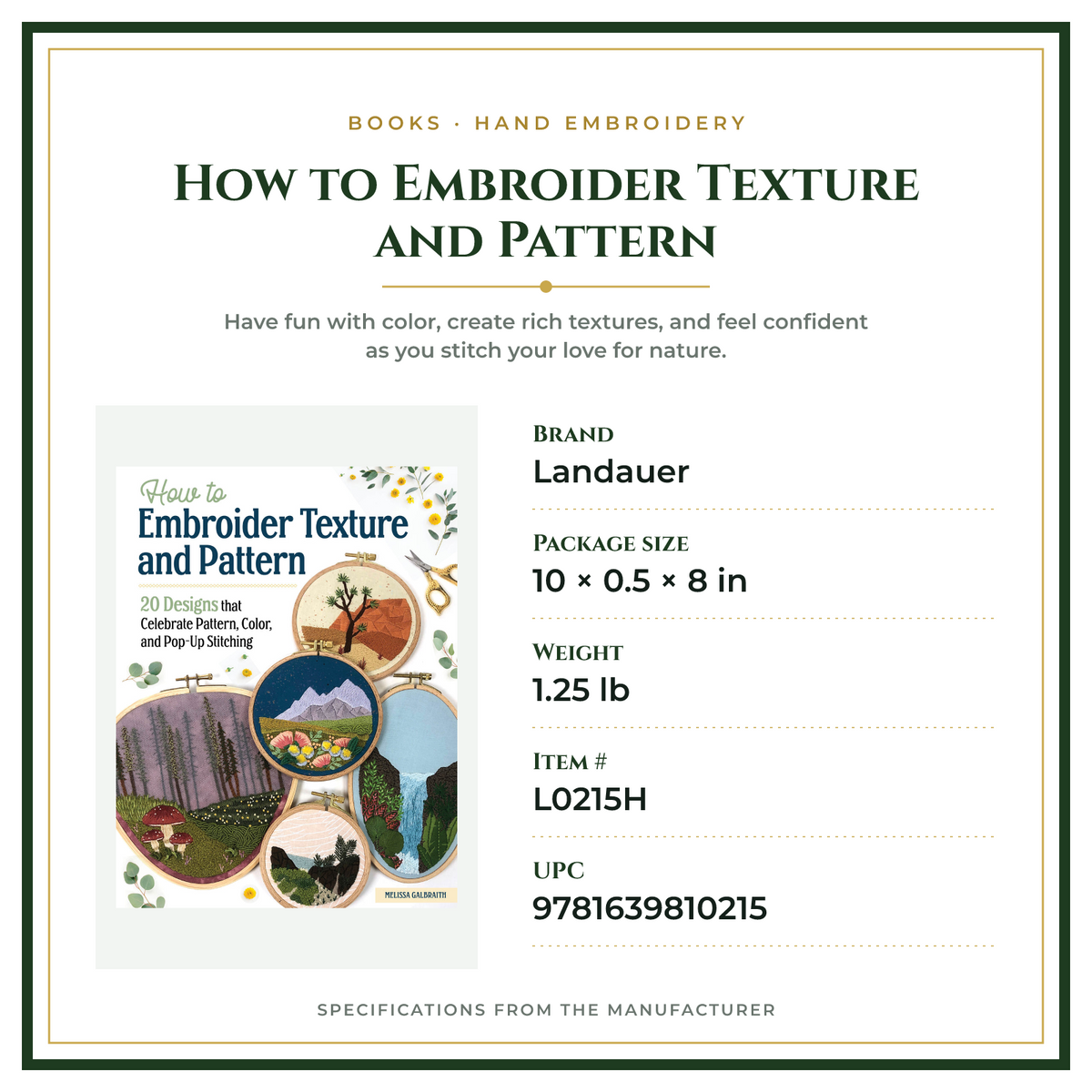 Product Specifications – How to Embroider Texture and Pattern