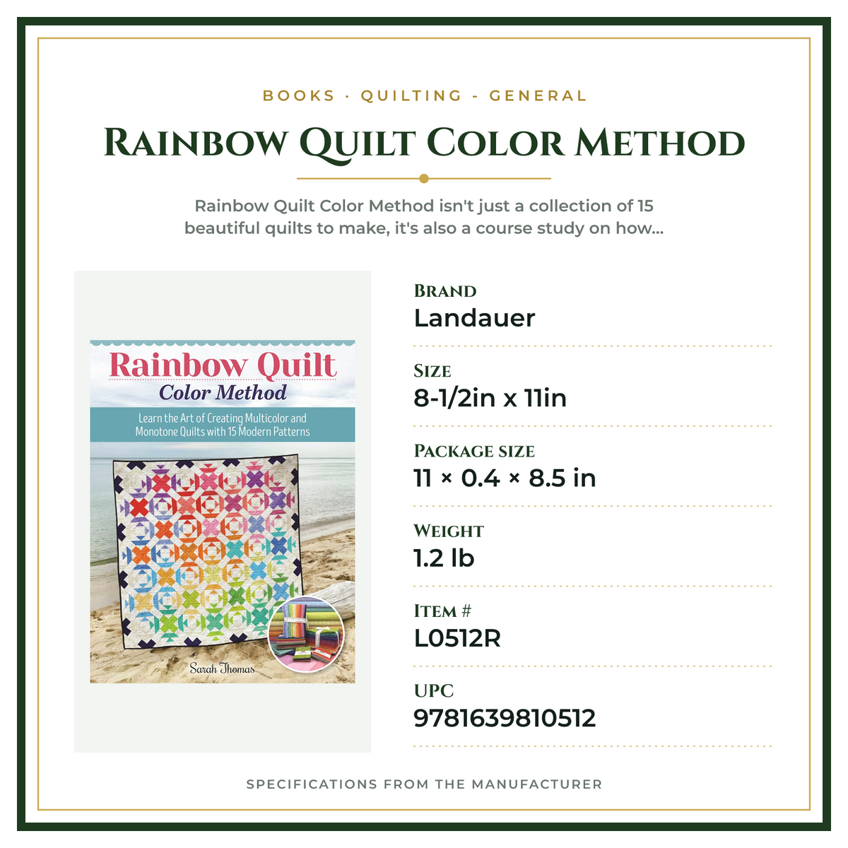Product Specifications – Rainbow Quilt Color Method