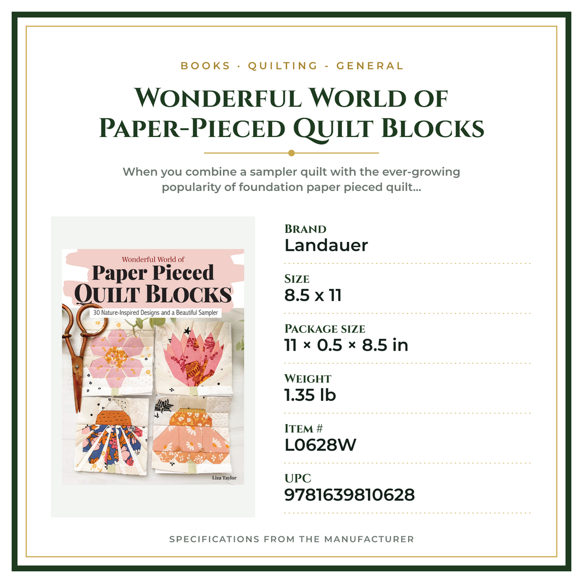 Product Specifications – Wonderful World of Paper-Pieced Quilt Blocks