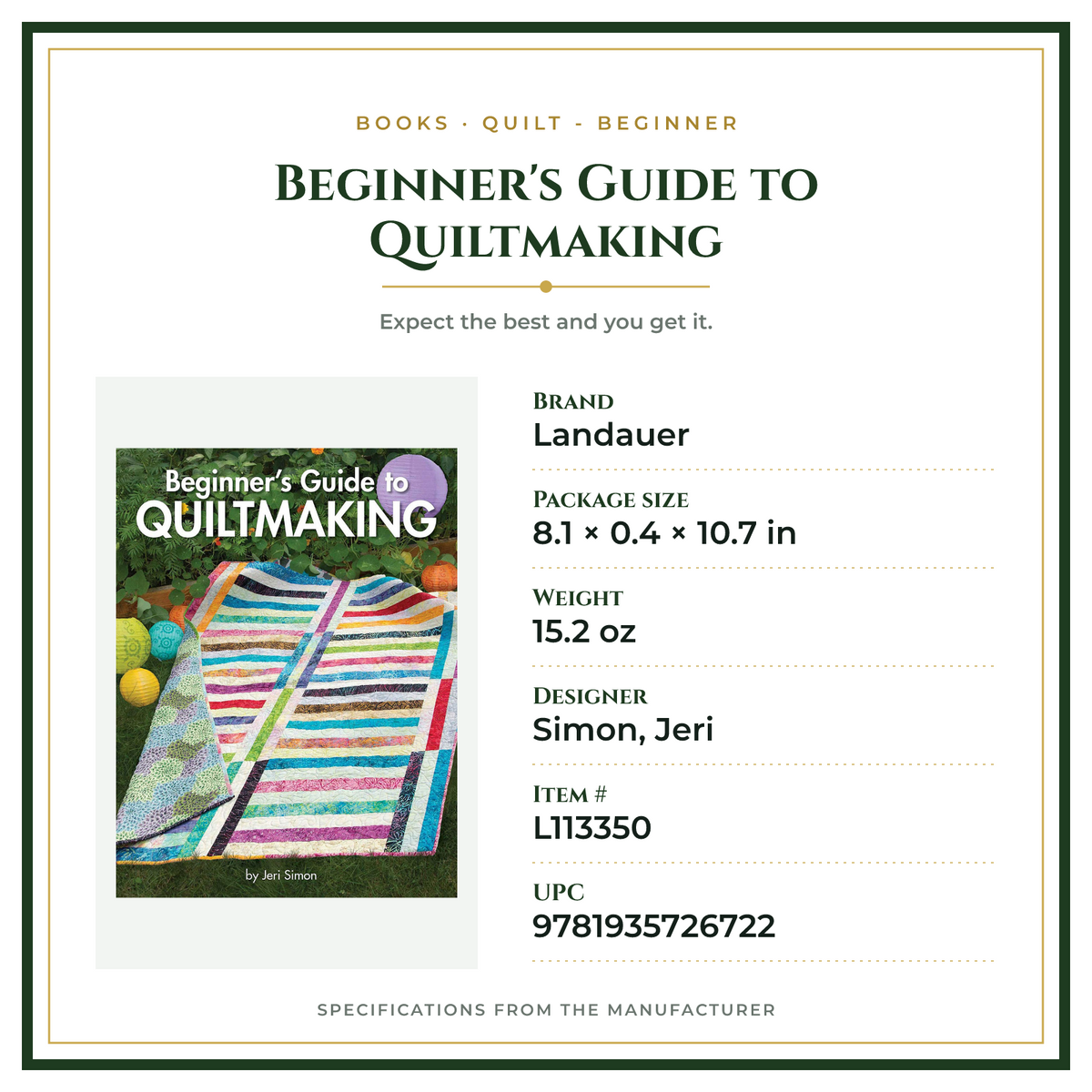 Product Specifications – Beginner's Guide to Quiltmaking
