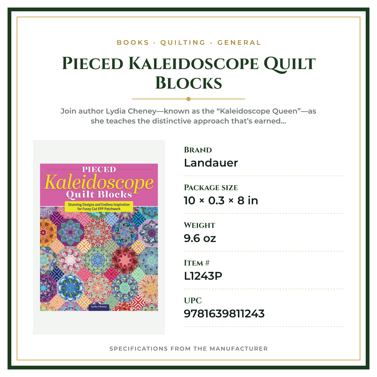 Product Specifications – Pieced Kaleidoscope Quilt Blocks