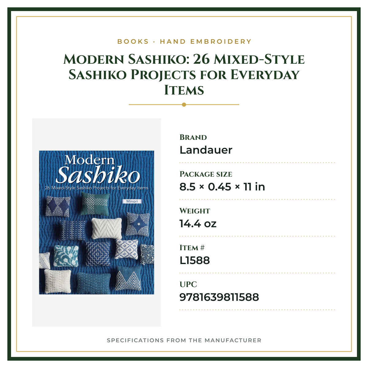 Product Specifications – Modern Sashiko: 26 Mixed-Style Sashiko Projects for Everyday Items