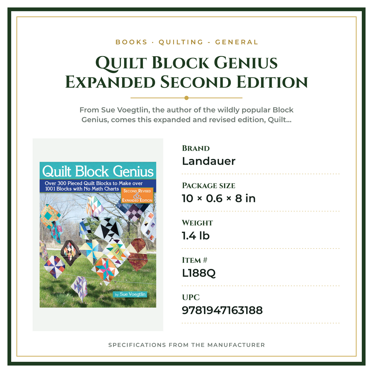 Product Specifications – Quilt Block Genius Expanded Second Edition