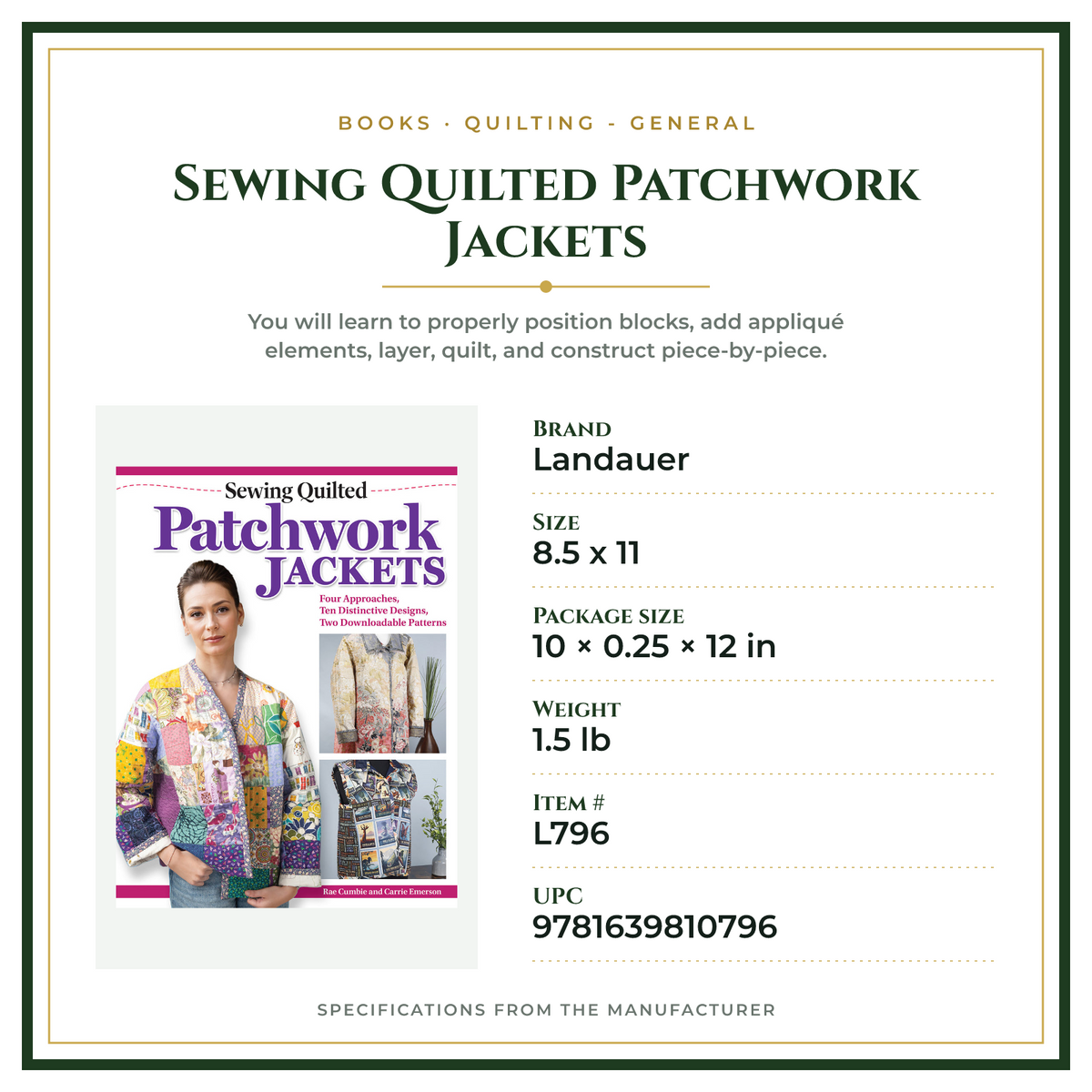 Product Specifications – Sewing Quilted Patchwork Jackets