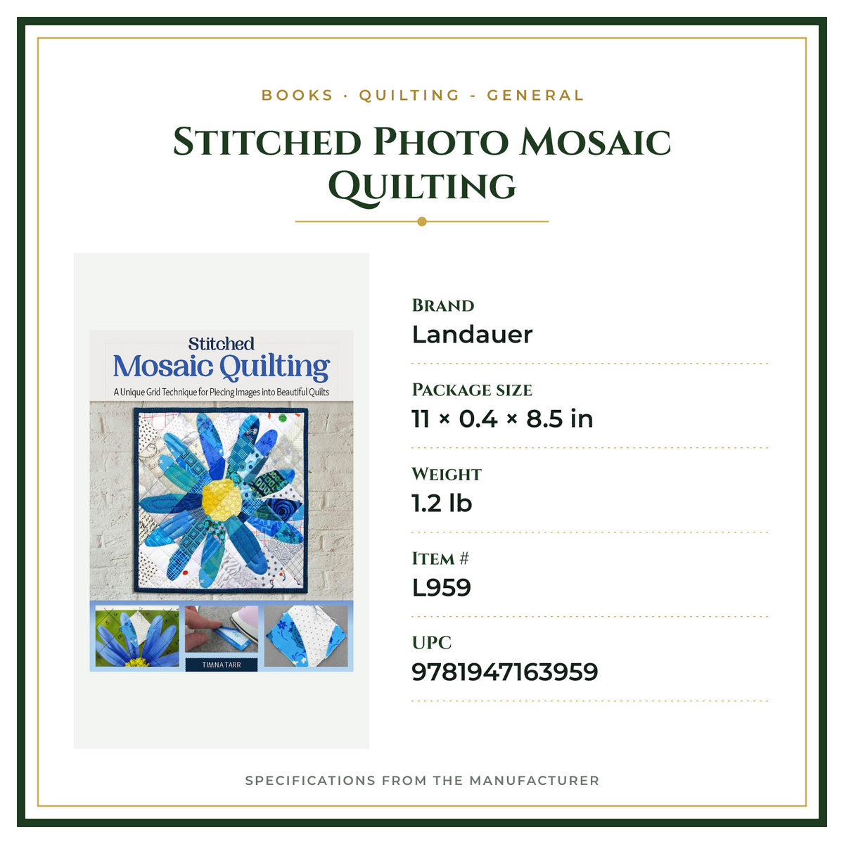 Product Specifications – Stitched Photo Mosaic Quilting