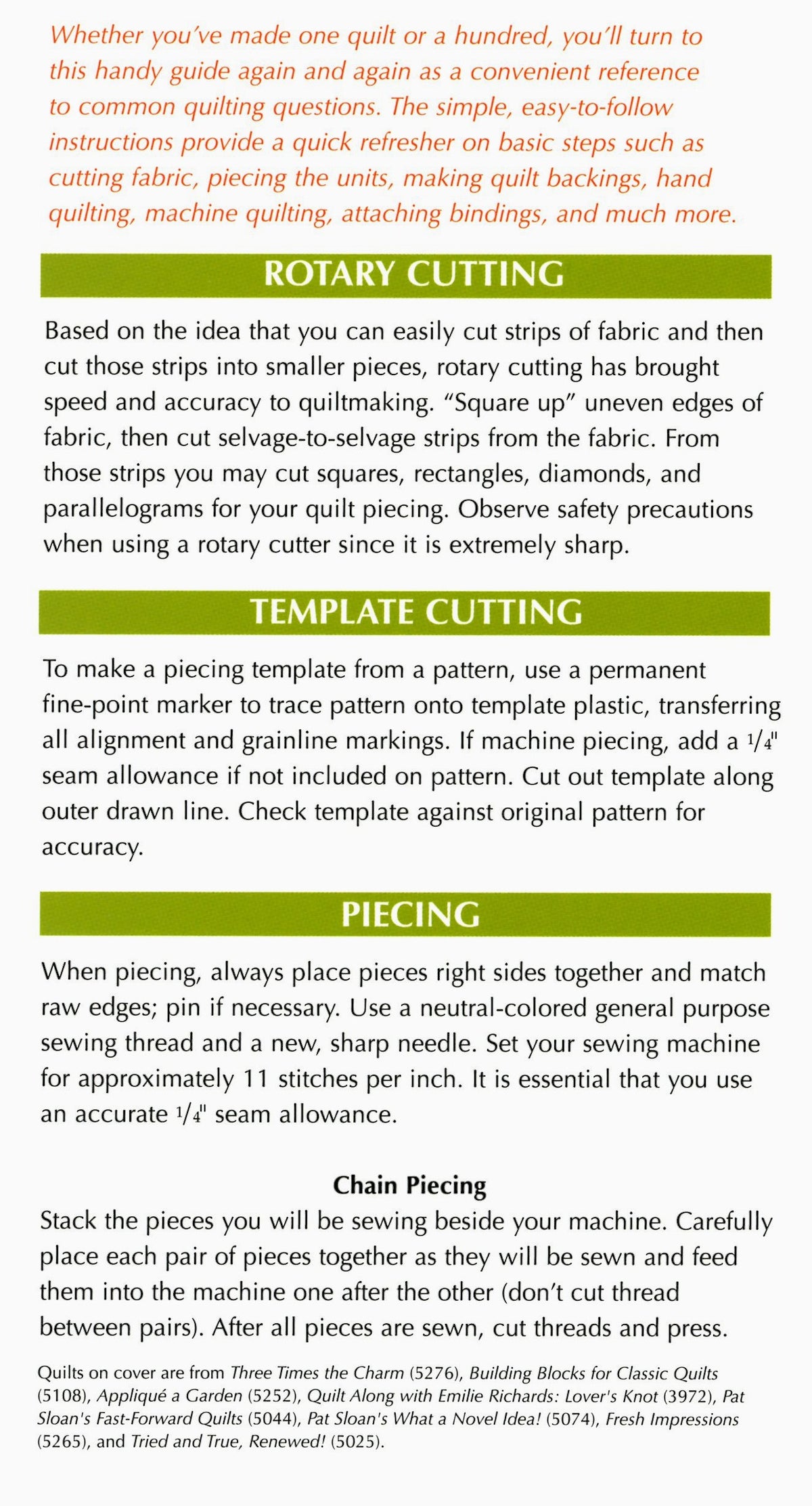 Quilting Basics Pocket Guide