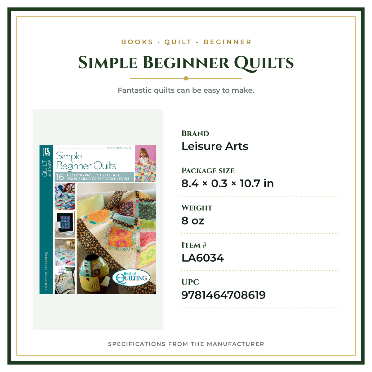 Product Specifications – Simple Beginner Quilts