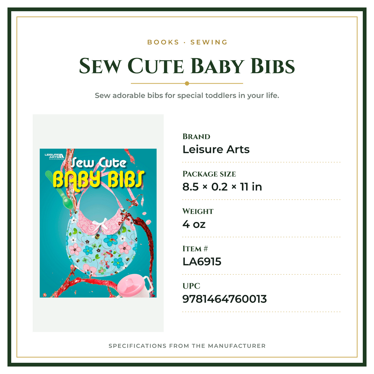 Product Specifications – Sew Cute Baby Bibs