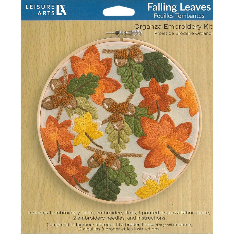Leisure Arts Embroidery Kit 6" Org Falling Leaves