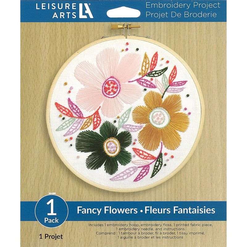 Leisure Arts Embroidery Kit 6" Fancy Flowers
