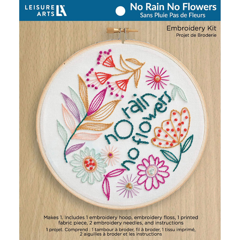 Leisure Arts Embroidery Kit 6" No Rain No Flowers