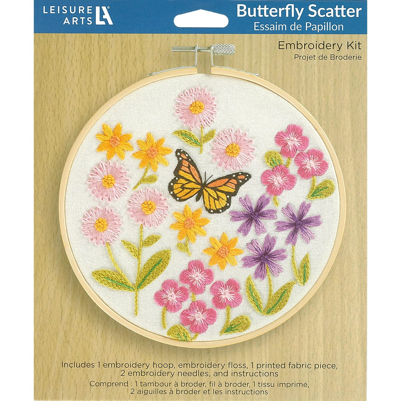 Leisure Arts Embroidery Kit 6" Butterfly Scatter