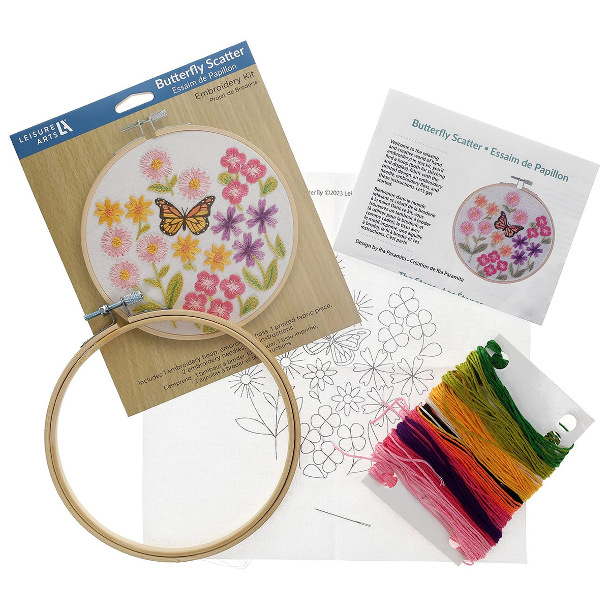Leisure Arts Embroidery Kit 6" Butterfly Scatter