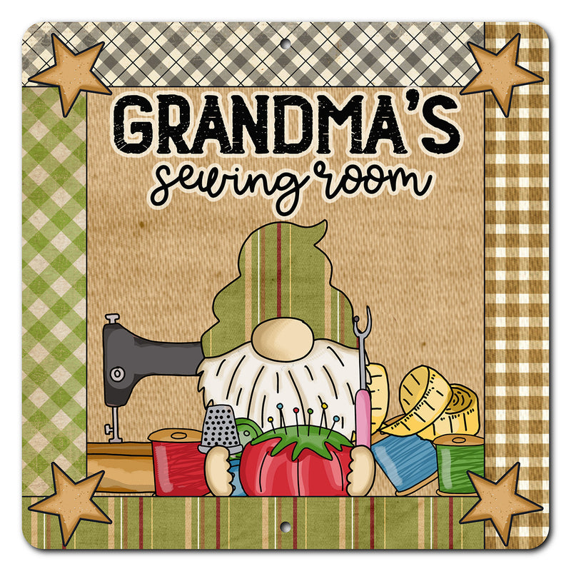 Grandma's Sewing Room 12in x 12in  Aluminum Sign