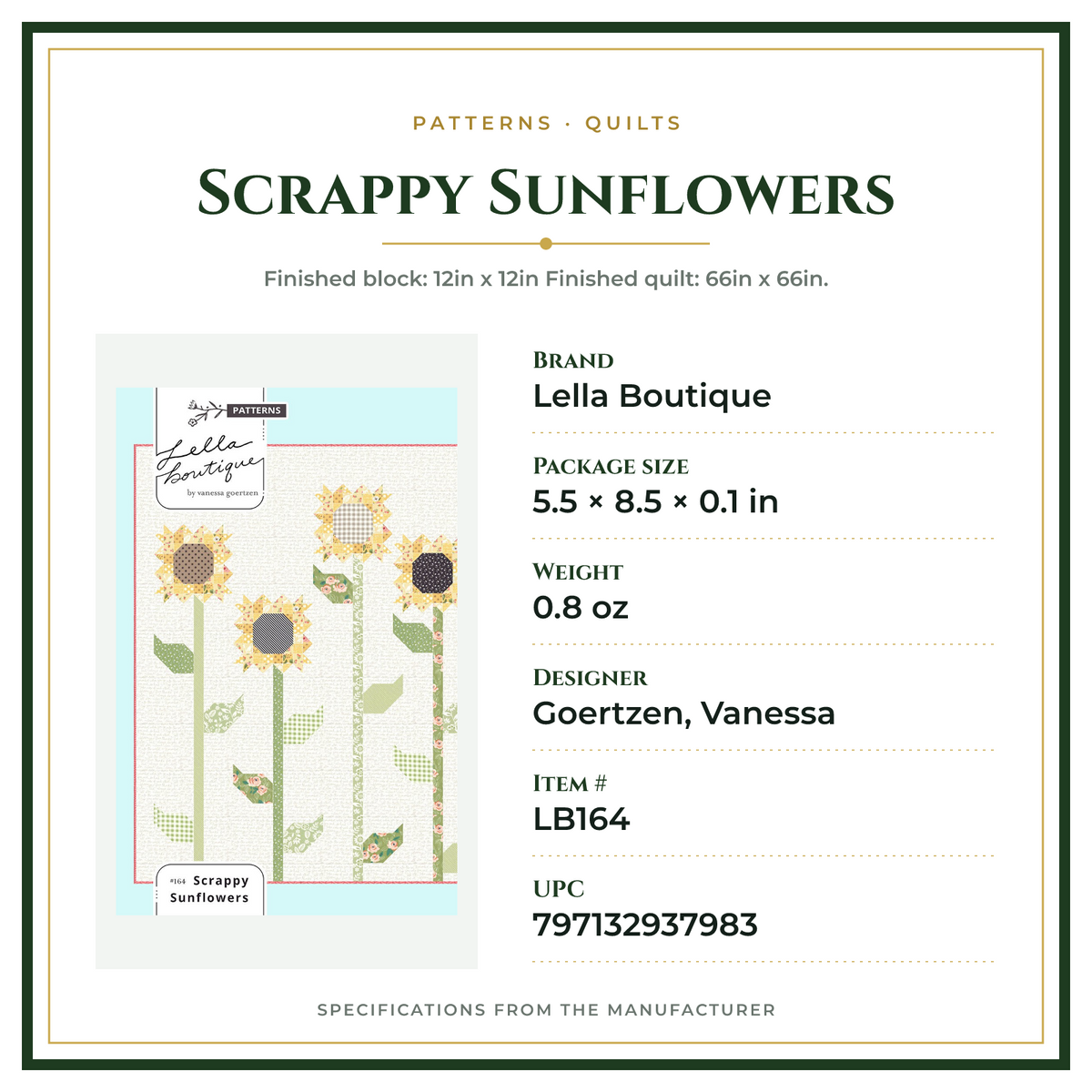 Product Specifications – Scrappy Sunflowers