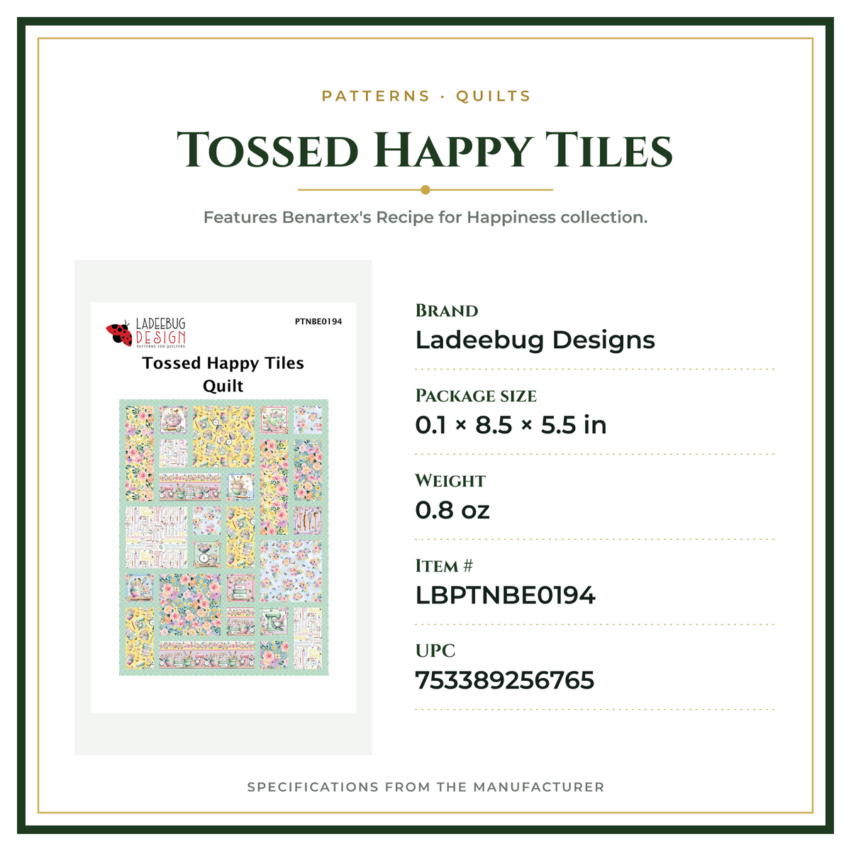 Product Specifications – Tossed Happy Tiles