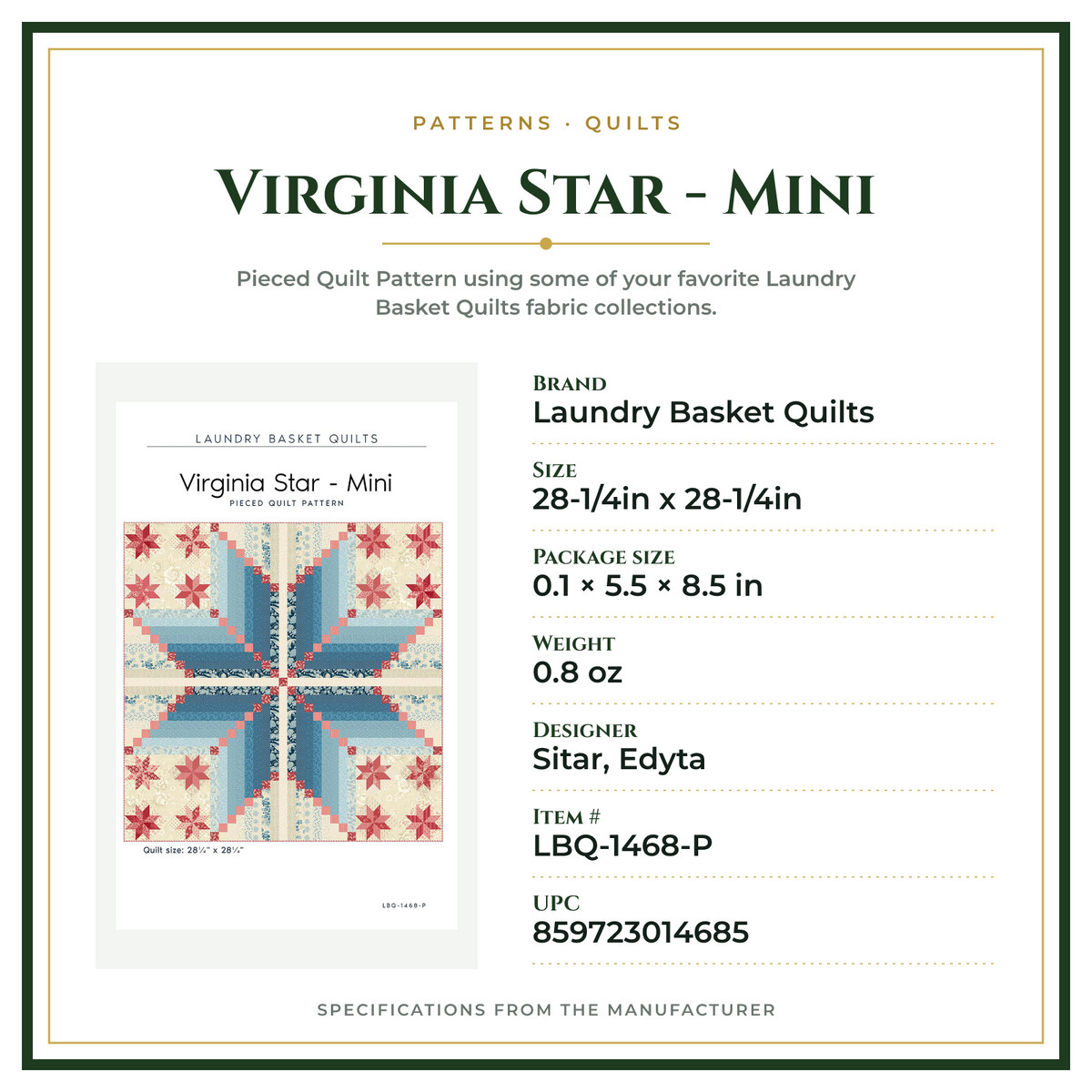 Product Specifications – Virginia Star - Mini