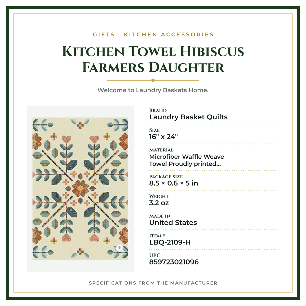 Product Specifications – Kitchen Towel Hibiscus Farmers Daughter