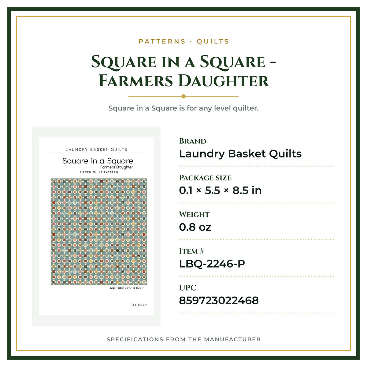 Product Specifications – Square in a Square - Farmers Daughter