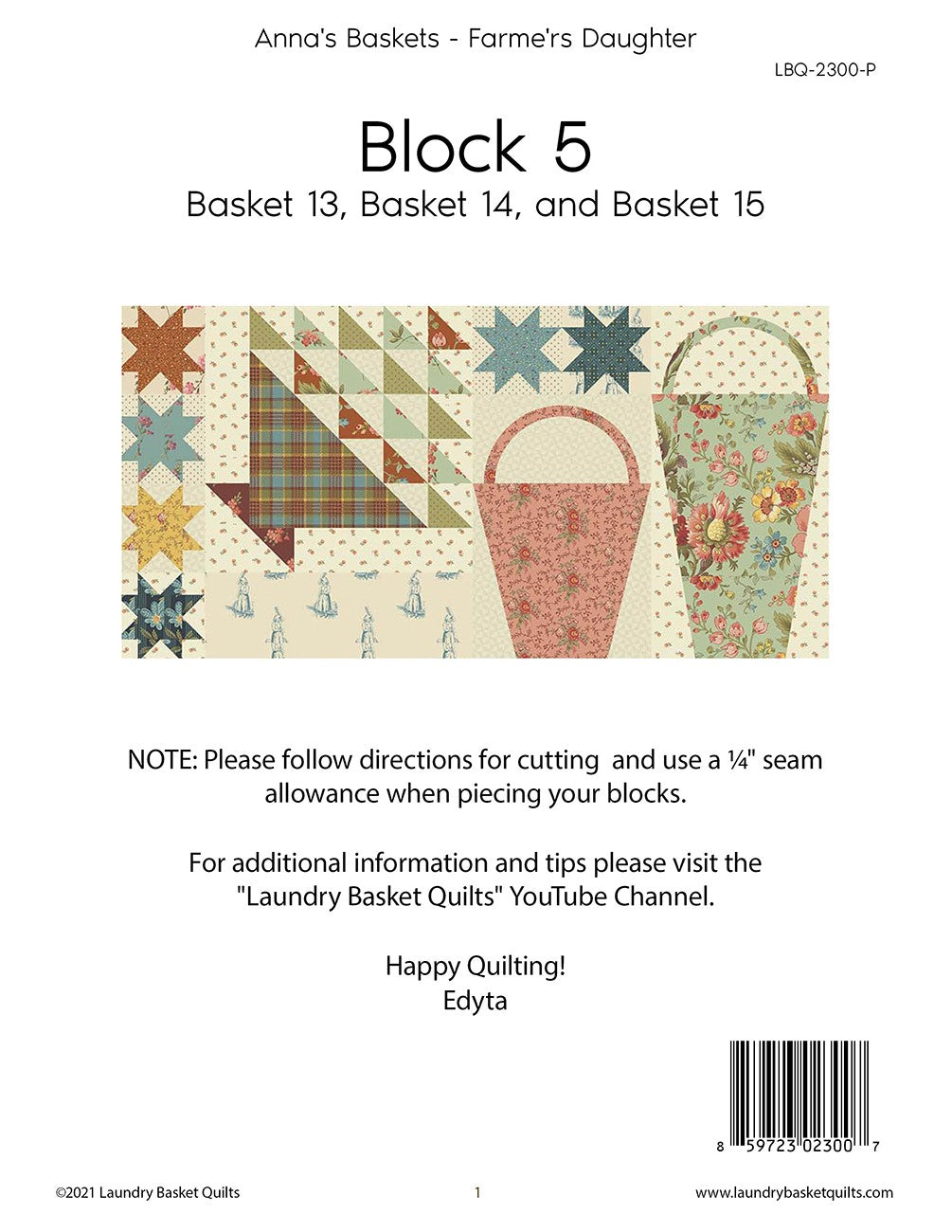 Anna's Baskets - Farmers Daughter Block 5 Pattern