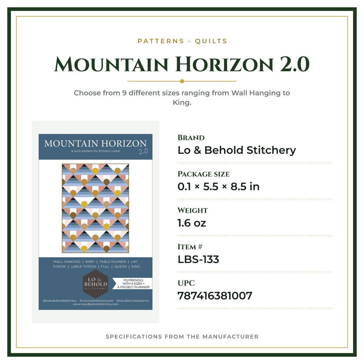 Product Specifications – Mountain Horizon 2.0