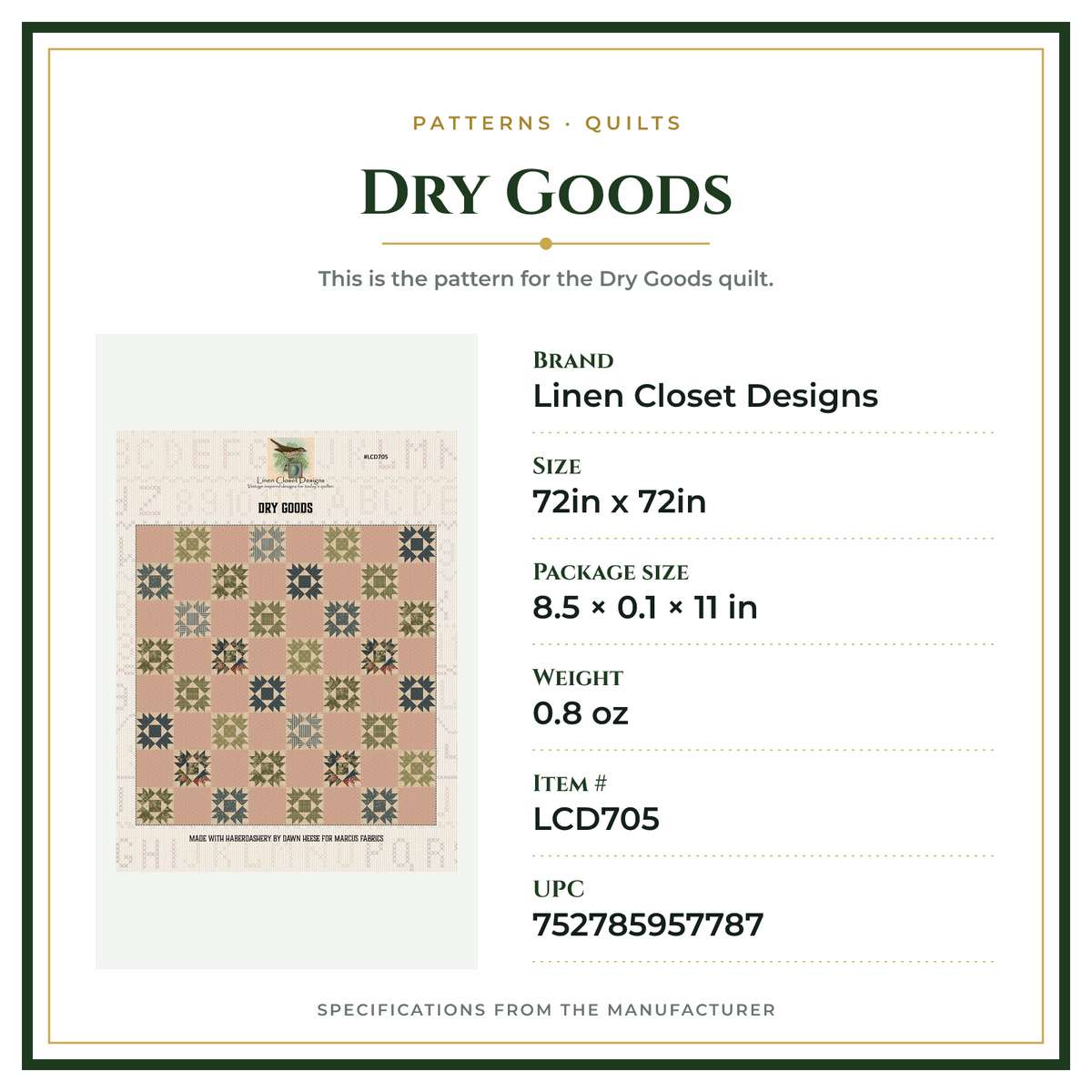Product Specifications – Dry Goods
