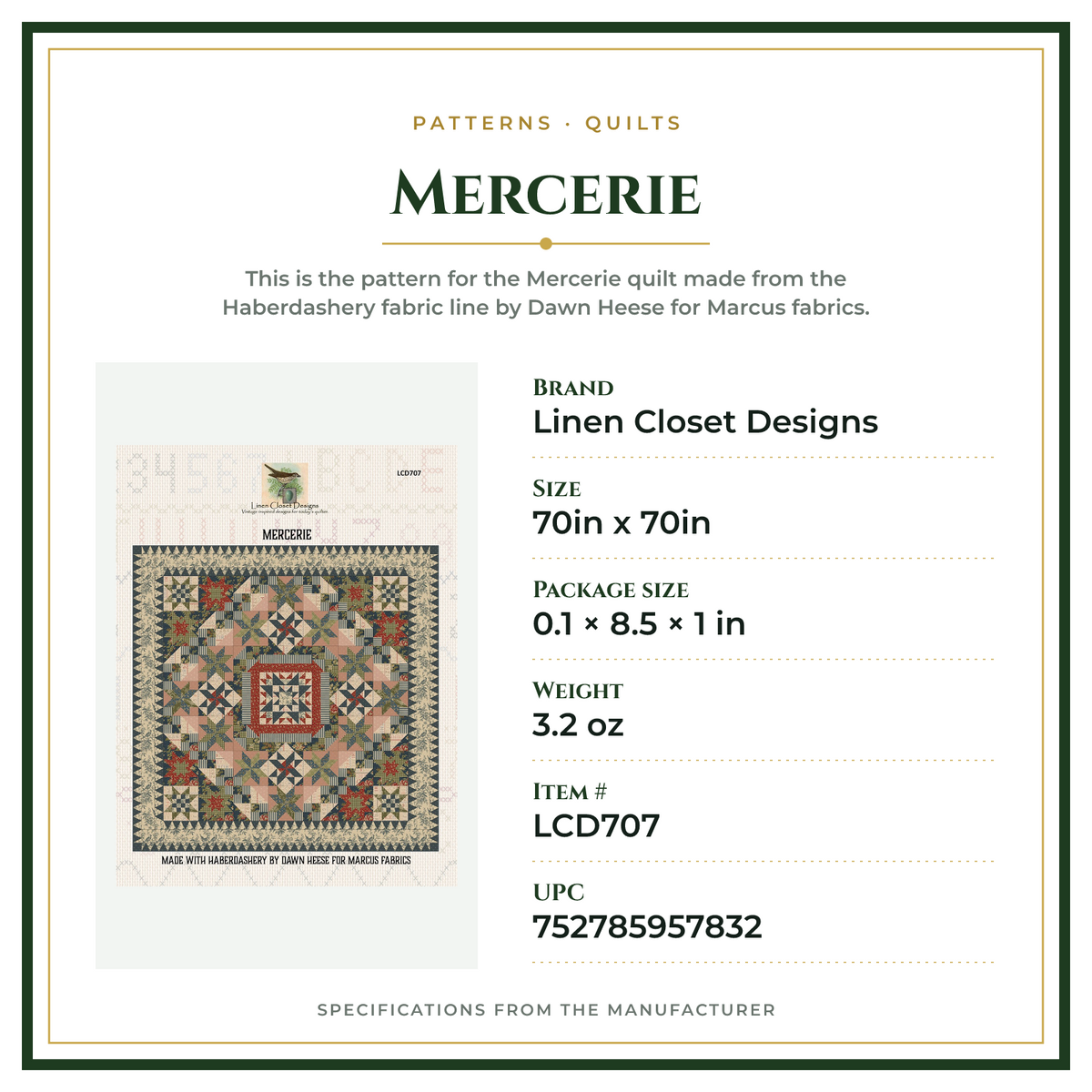 Product Specifications – Mercerie