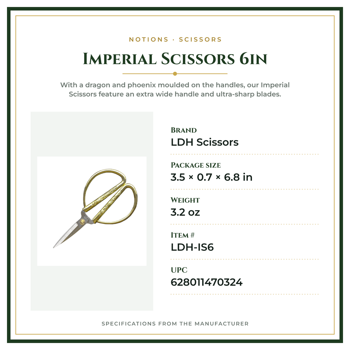Product Specifications – Imperial Scissors 6in