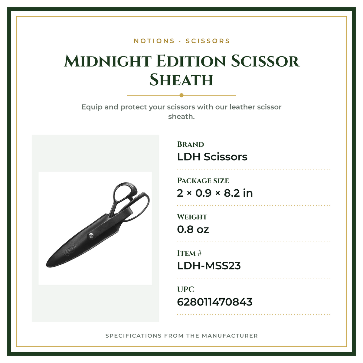 Product Specifications – Midnight Edition Scissor Sheath