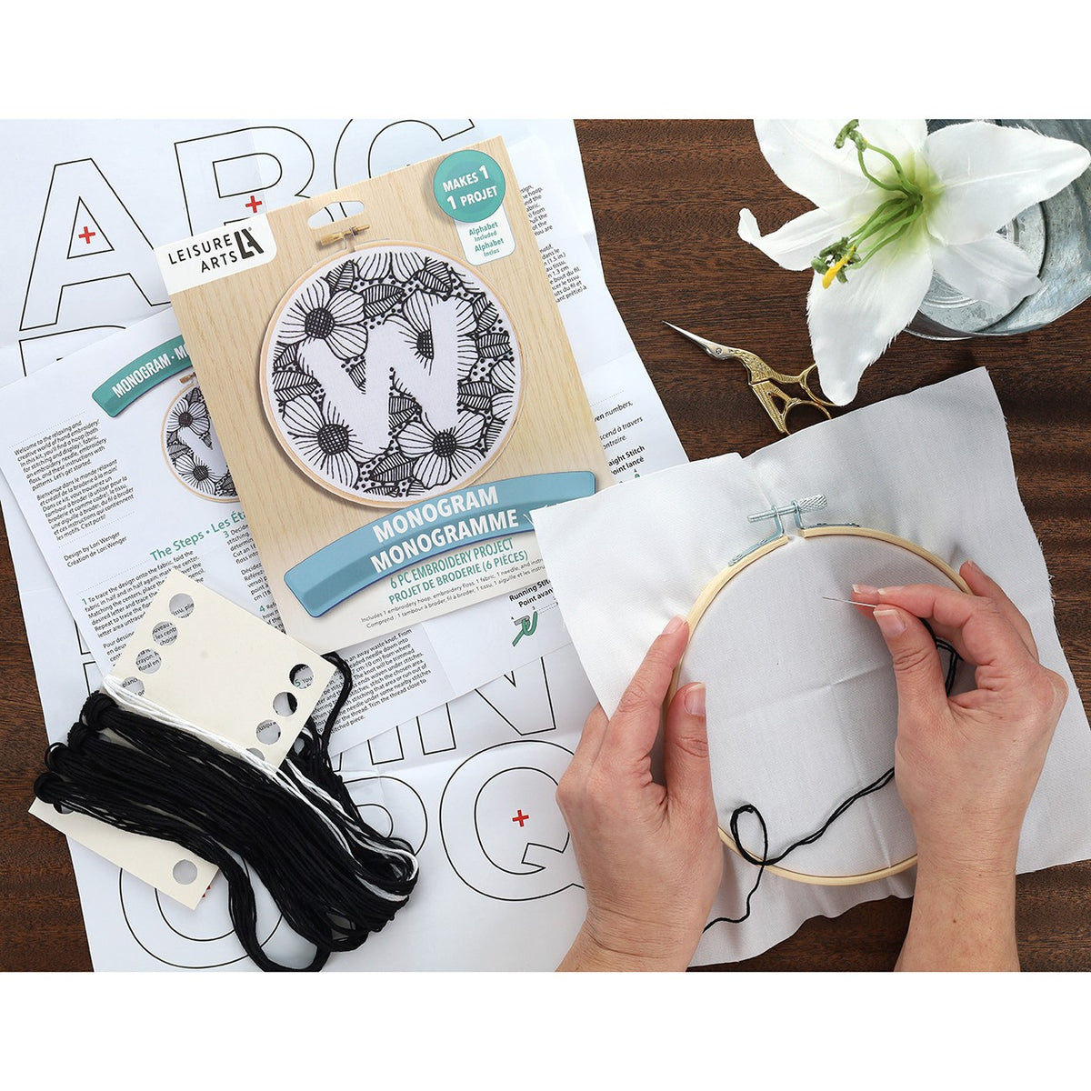 Leisure Arts Embroidery Kit 6" Monogram