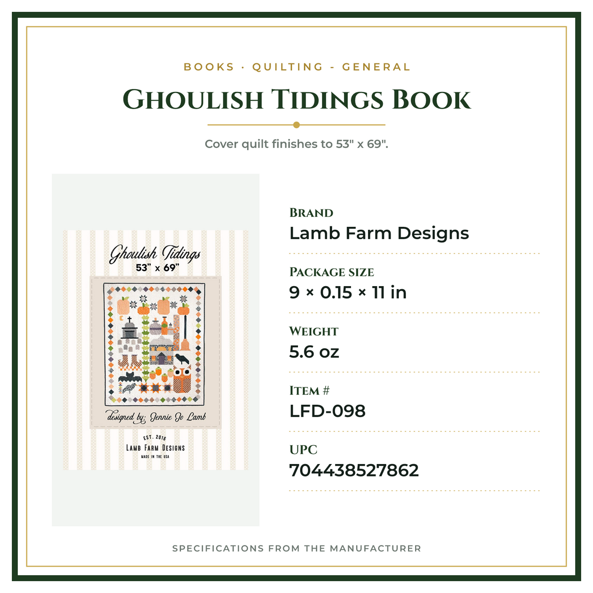 Product Specifications – Ghoulish Tidings Book