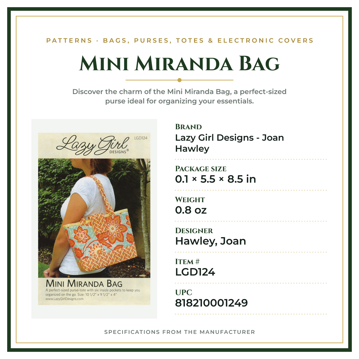 Product Specifications – Mini Miranda Bag