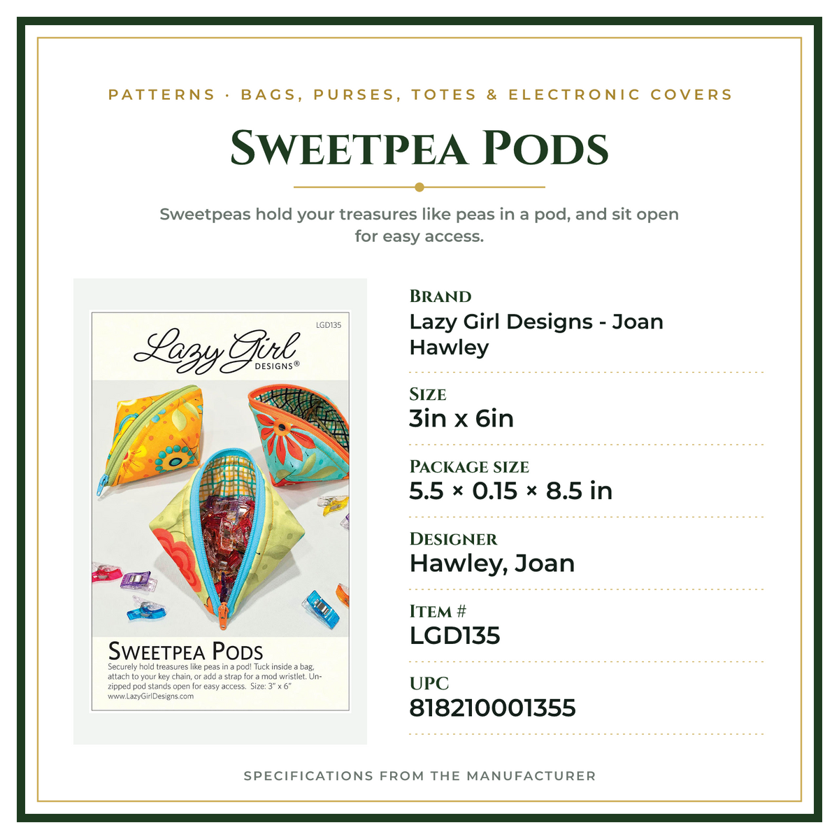 Product Specifications – Sweetpea Pods