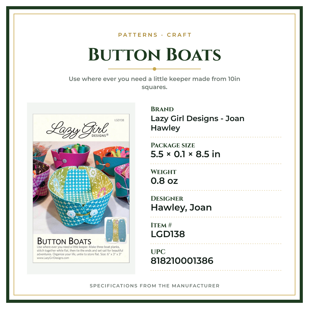 Product Specifications – Button Boats