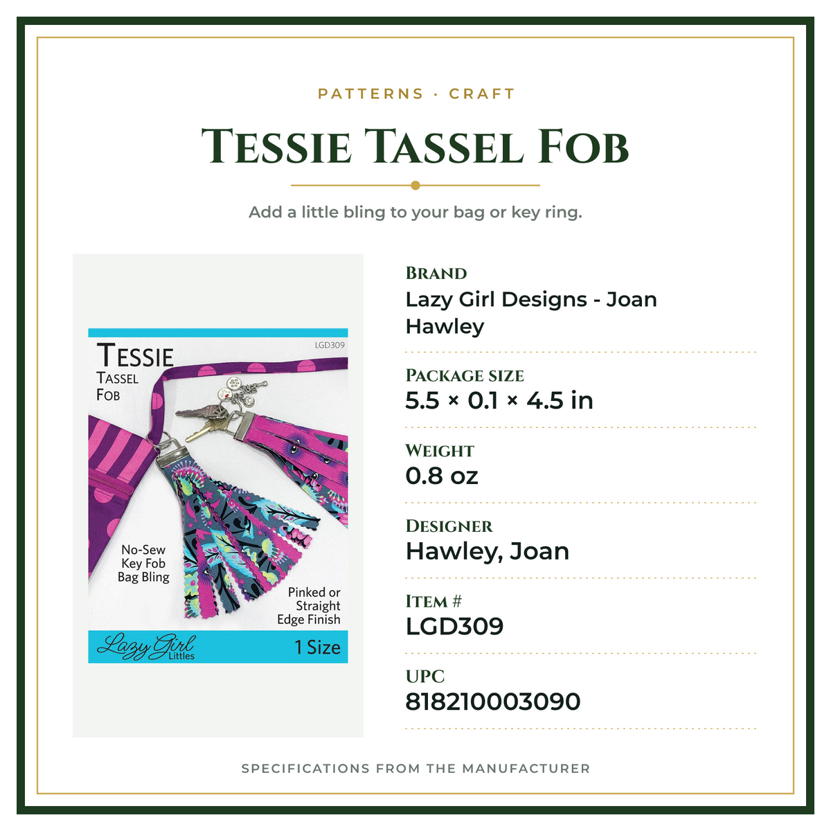 Product Specifications – Tessie Tassel Fob