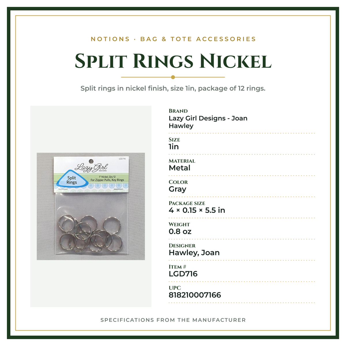 Product Specifications – Split Rings Nickel