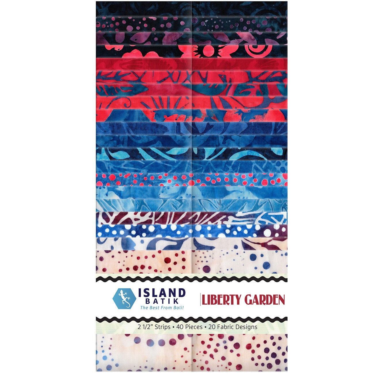 2.5in Strips, Liberty Garden, 40pcs, 2 Pieces of Each Print