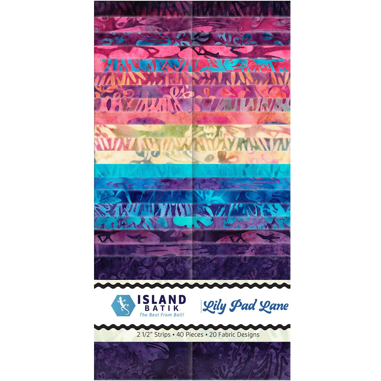 2.5in Strips, Lily Pad Lane, 40pcs, 2 Pieces of Each Print