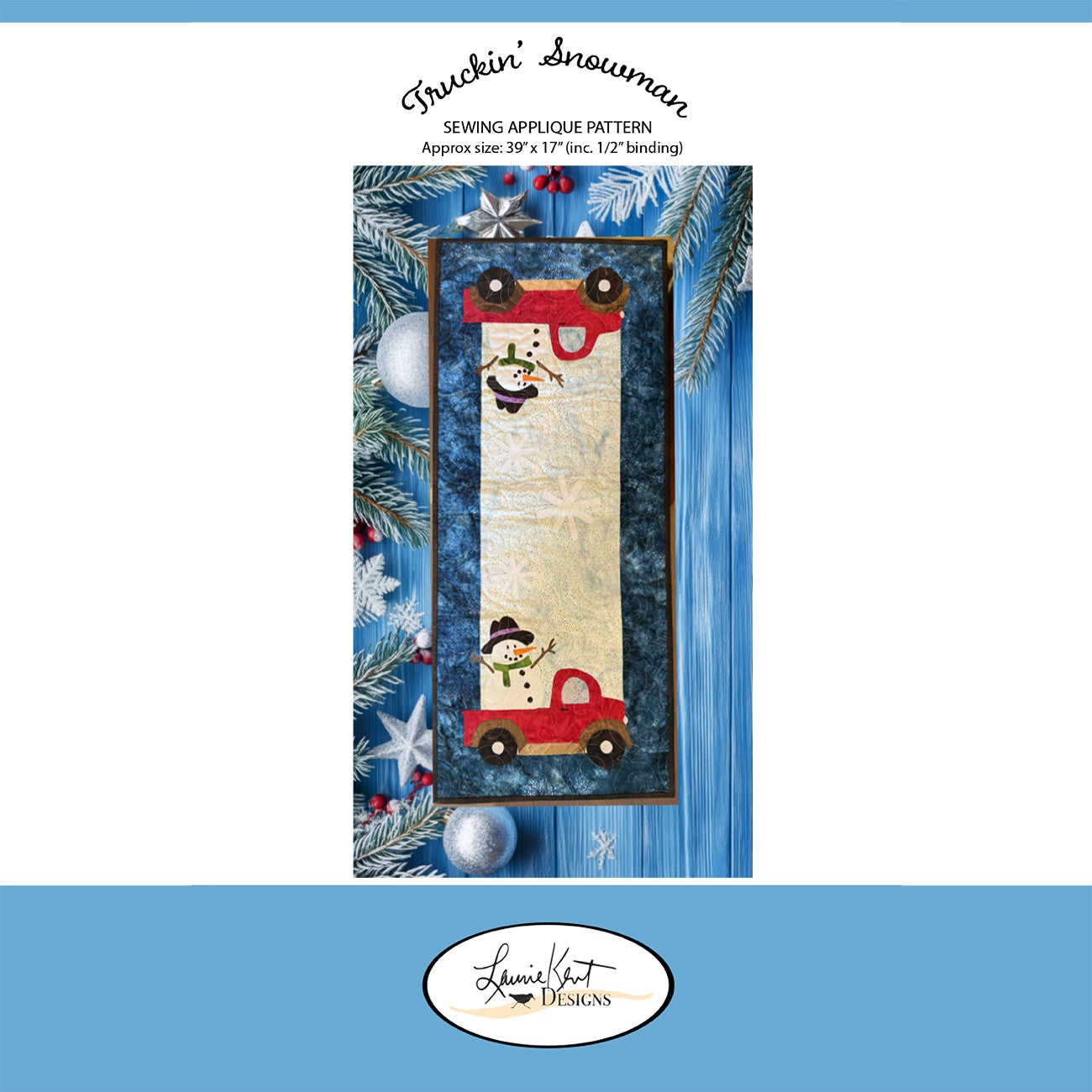 Truckin Snowman Applique Pattern