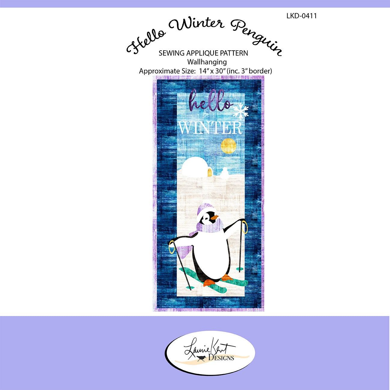 Hello Winter Penguin Sewing Applique Patttern