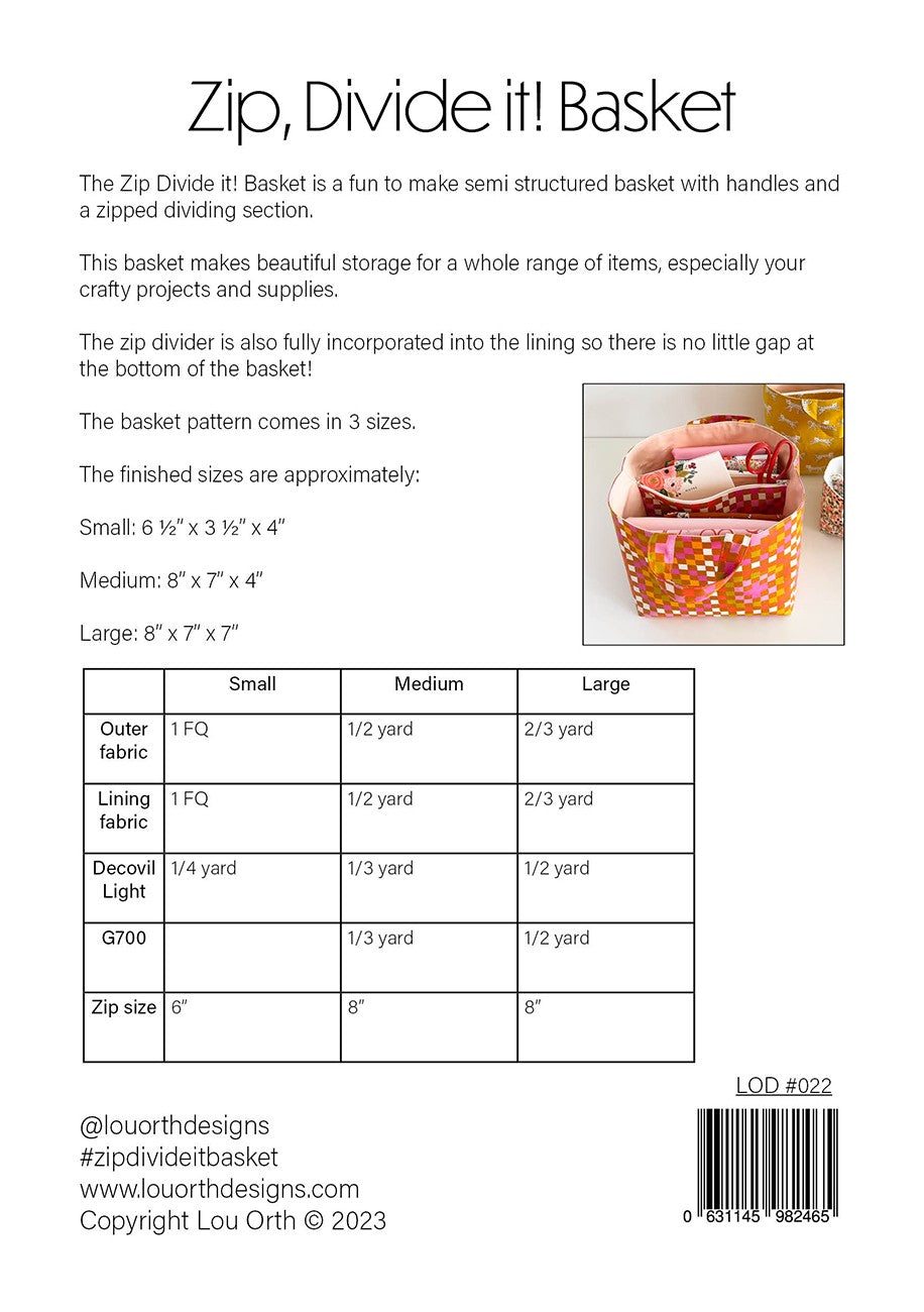 Zip, Divide it! Basket Pattern