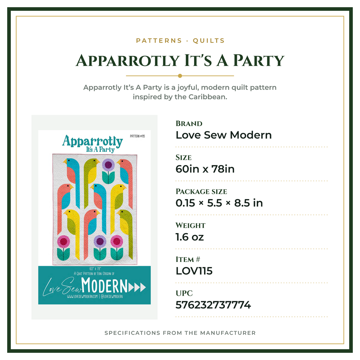 Product Specifications – Apparrotly It's A Party