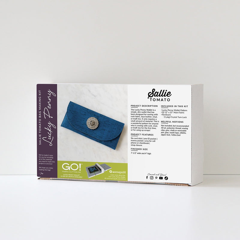 Lucky Penny Wallet Accuquilt Kit Rustic Sapphire Cork