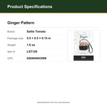 Product Specifications – Ginger Pattern
