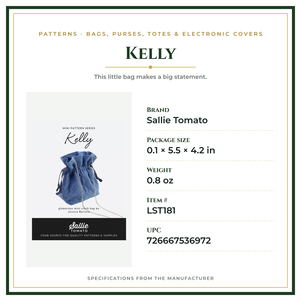 Product Specifications – Kelly