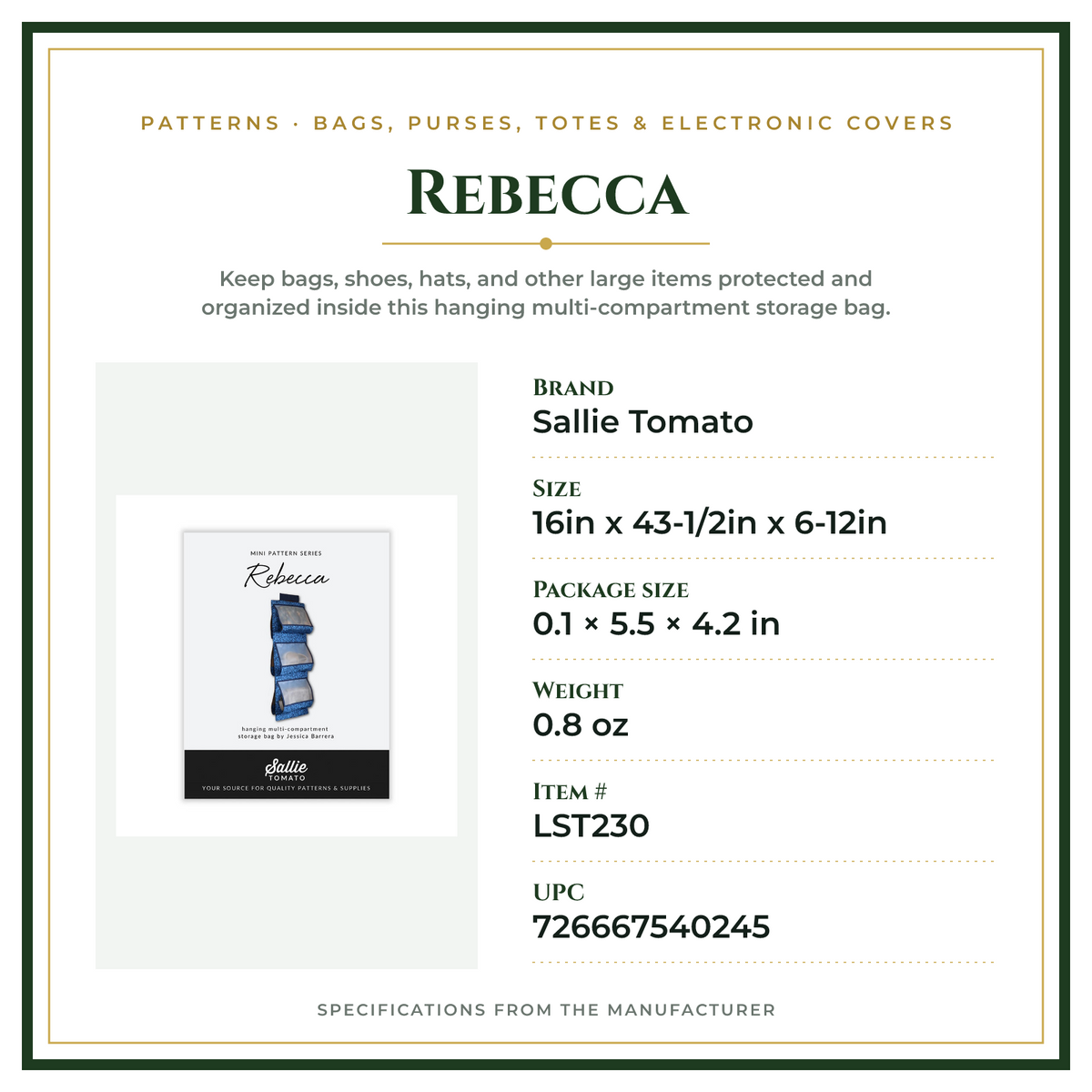 Product Specifications – Rebecca