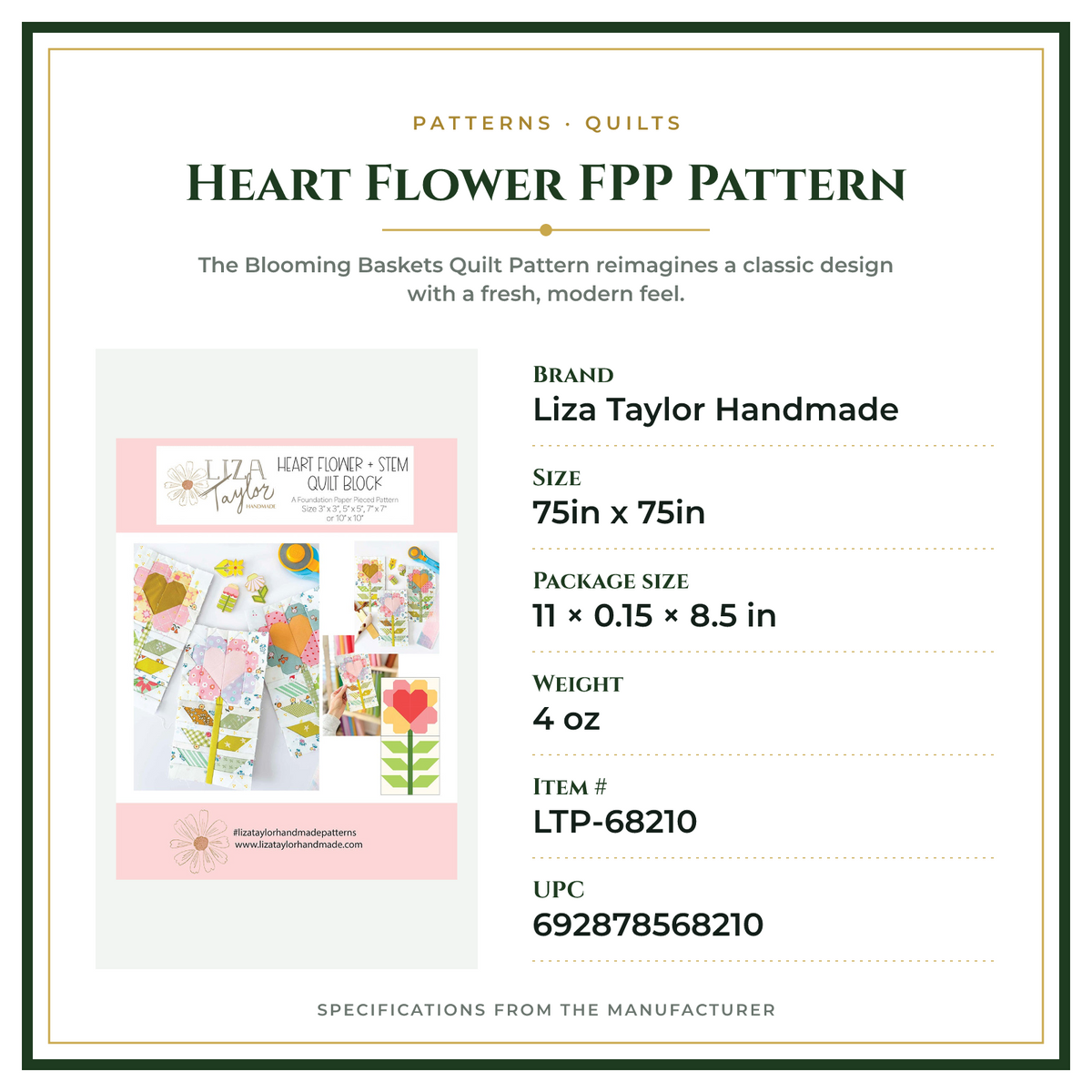 Product Specifications – Heart Flower FPP Pattern