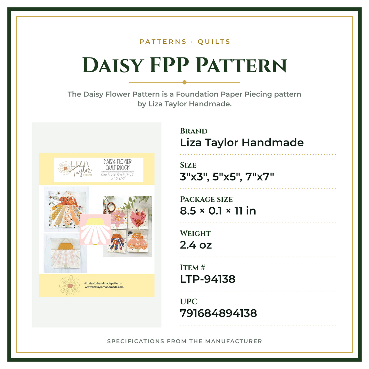 Product Specifications – Daisy FPP Pattern