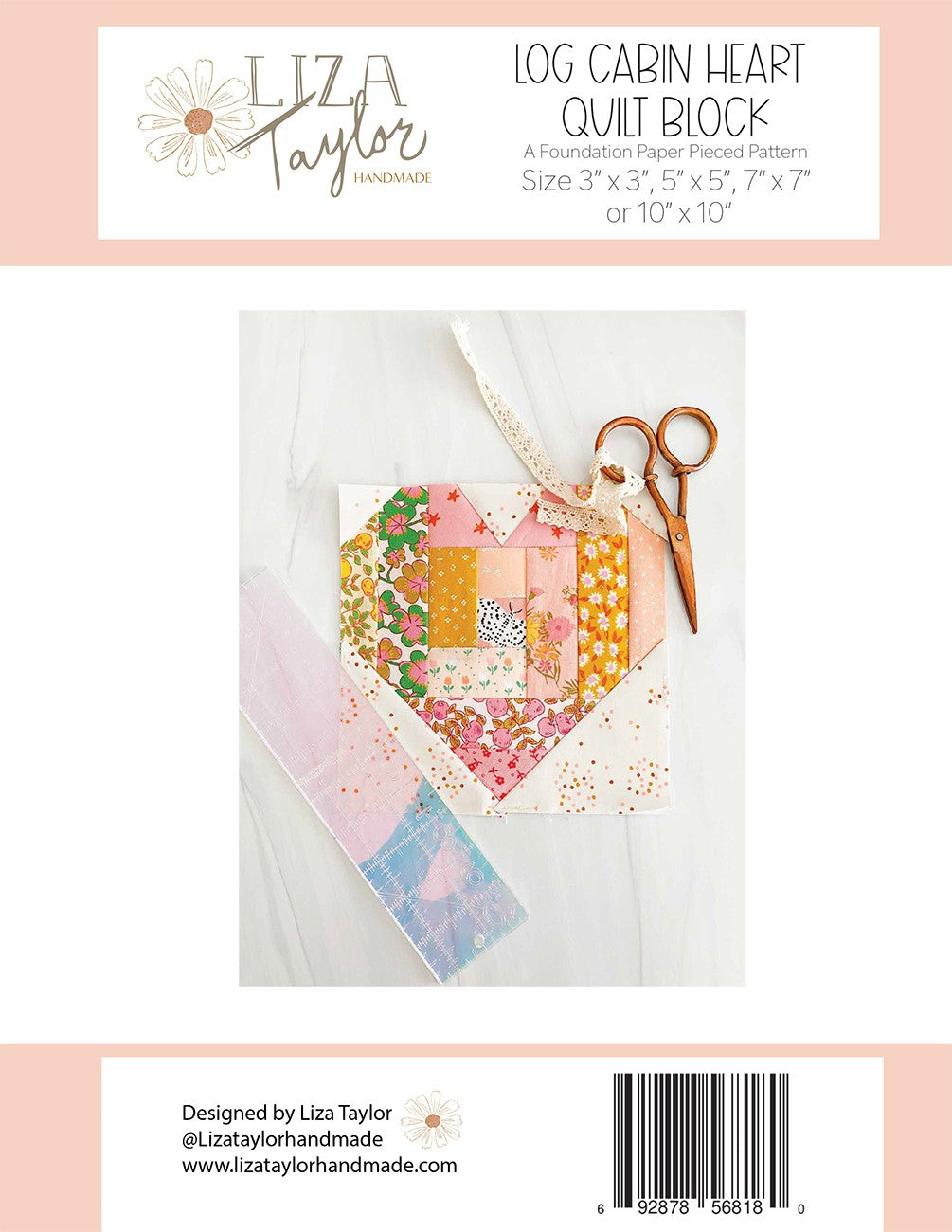 Log Cabin Heart FPP Pattern